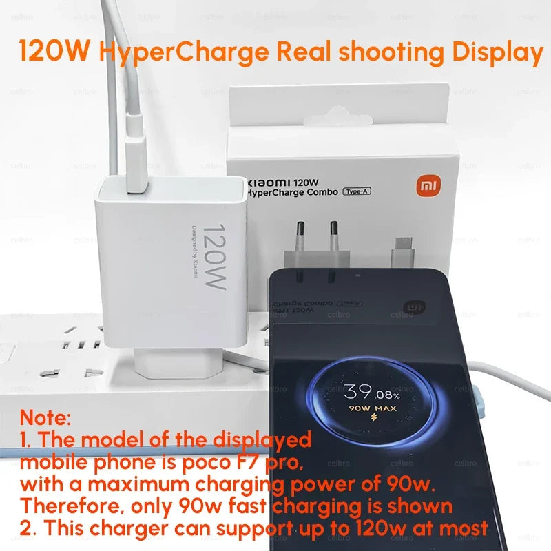 120W Xiaomi Super Fast Charger 100W Turbo Hyper Charge Adapter Mi 17 15 14 13 11T Ultra Pro Redmi 12C Note 14 POCO F6 F7 X7 Pro
