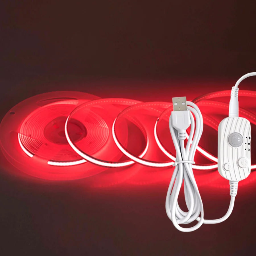 USB Motion Sensor 8mm COB LED Strip DC5V 3 Modes Dimmable Induction Night Light for  Bedroom TV Backlight Kitchen Cupboard Decor