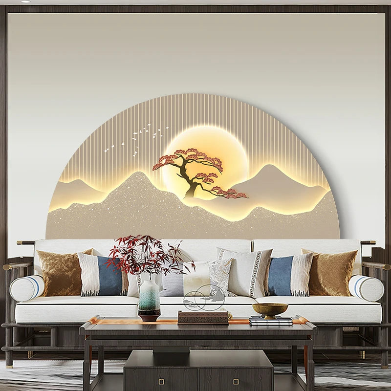 Modern Light Luxury LED Decorative Painting Home Decoration Living Room Bedroom Sofa Wall Landscape Painting Tea Room Mural Lamp