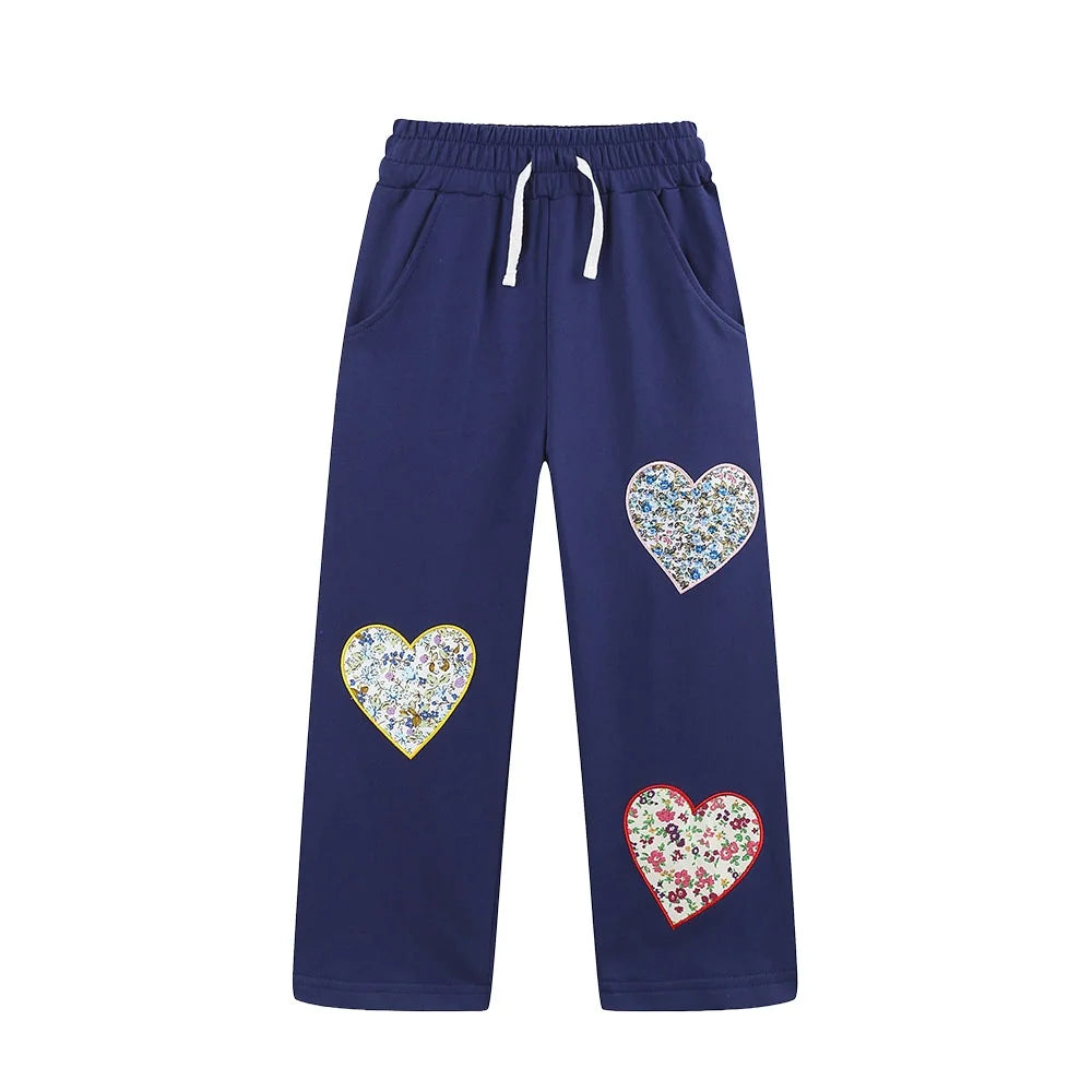 New Arrivals 2026 Girls Sweatpants Apple Embroidery Autumn Spring Children's Trousers Fashion Kids Clothing Full Length Pants