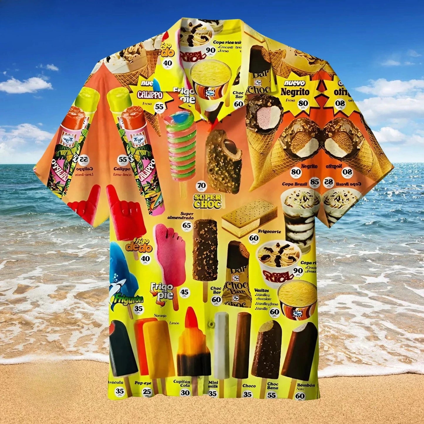 2025 Cold Ice Cream Hawaii Shirt Unisex 3D Printed Funny Popsicle Aloha Shirts Summer Short Sleeve Beach Lapel Blouse Tops