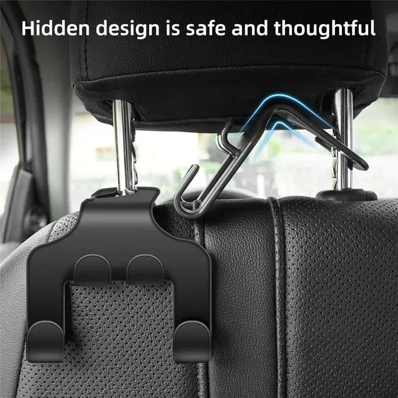 Multifunctional Car Seat Back Hook Double Head Phone Hanger Headrest Hanging Bag Storage Hanger Car Interior Accessories
