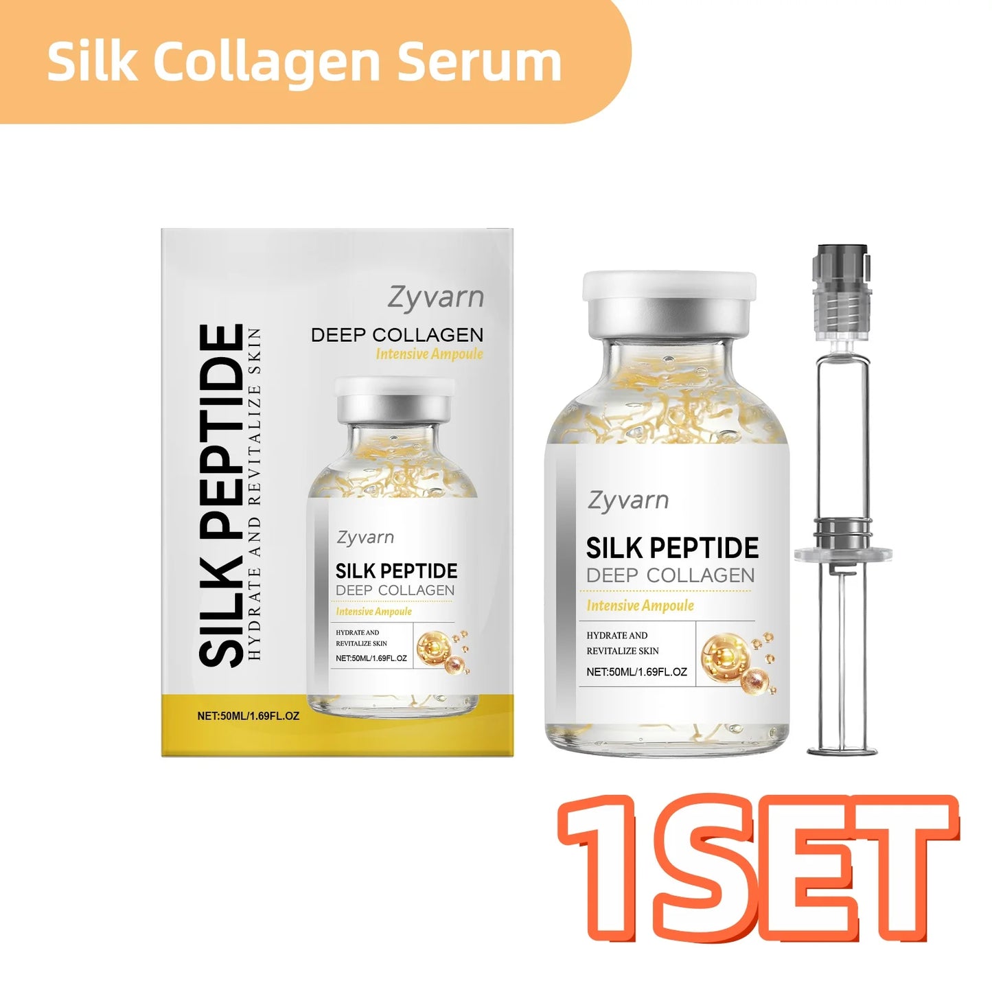 Silk Collagen Serum Ampoule with Copper Peptides For Facial Care Smooth Fine Lines Deep Hydrate Firm Loose Skin Korean Skin Care