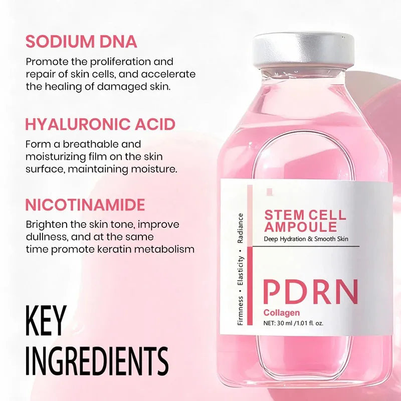 Stem Cell Serum PDRN Ampoule Collagen Moisturizing Anti-Aging Essence Reduce Fine Lines Wrinkle Tighten Brighten Face Skin 1PCS