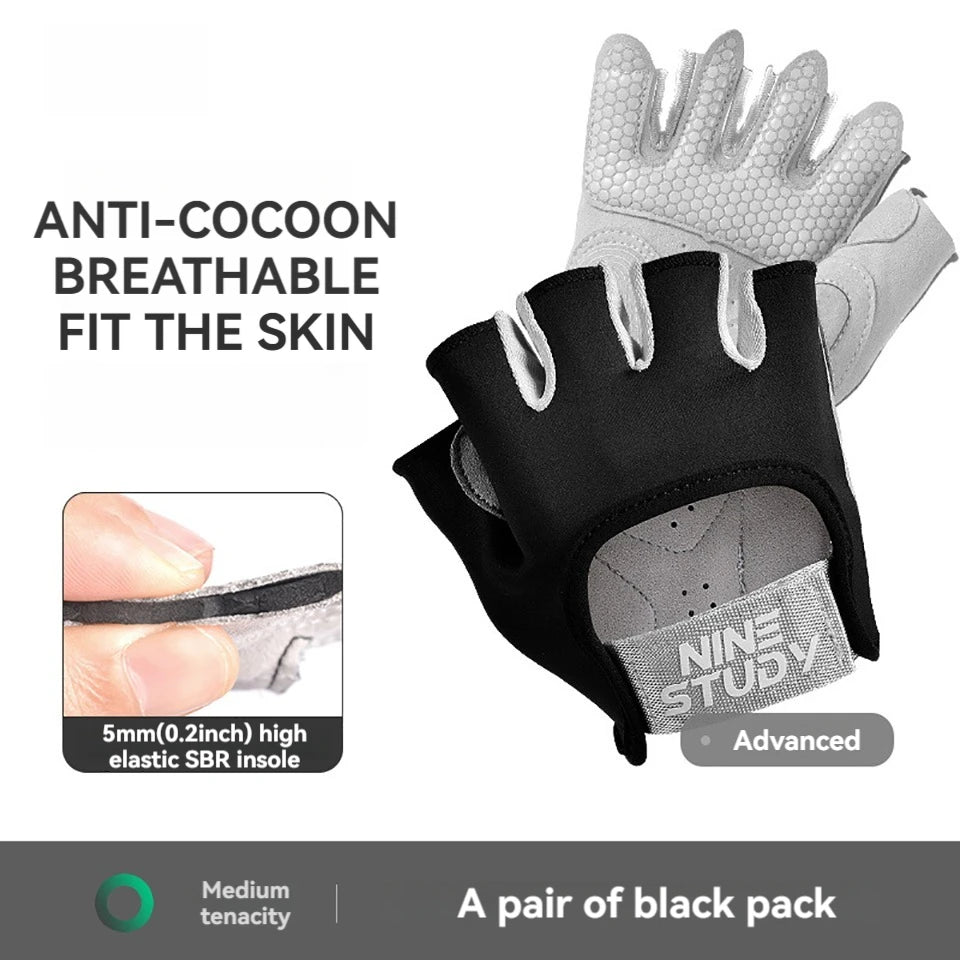 1 Pair Gym Body Building Training Fitness Gloves Sports Weight Lifting Exercise Slip-Resistant Gloves for Women Men Yoga Gloves