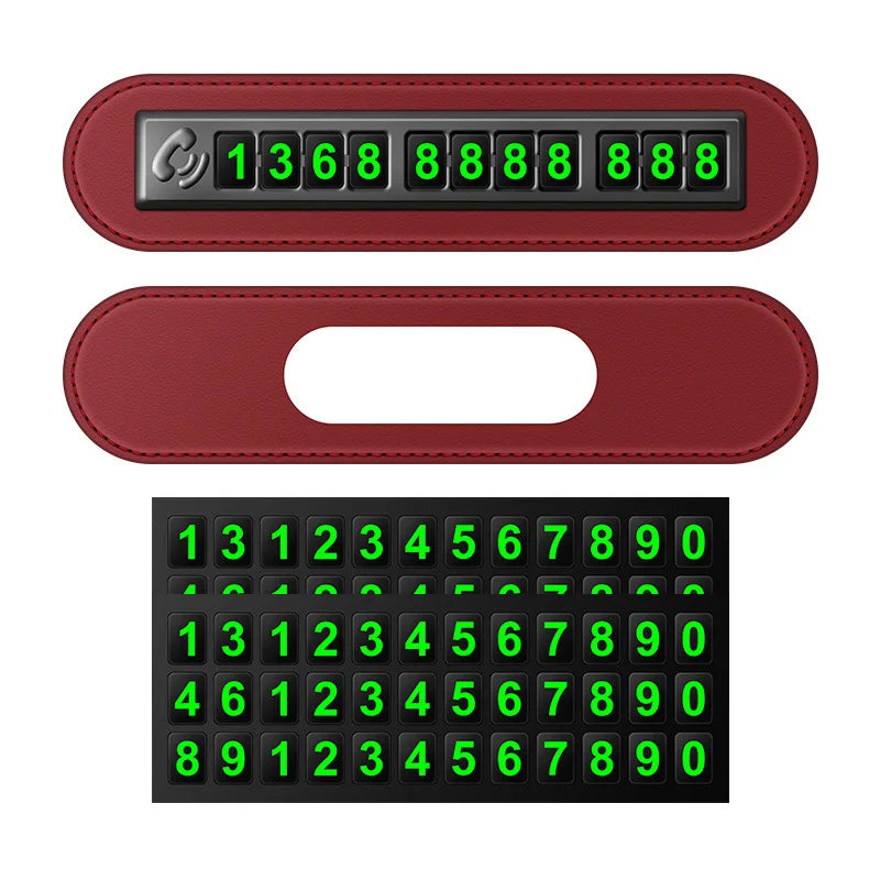PU leather Car Phone Number Card Temporary Parking Card Plate Telephone Number Car Park Stop Automobile Accessories Car-styling