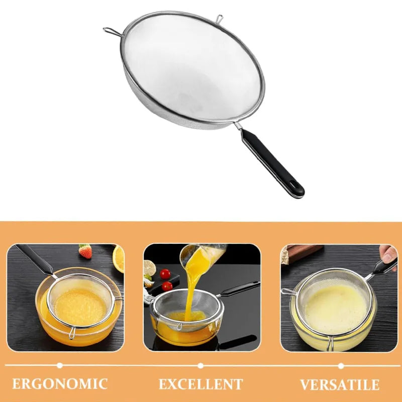 Premium Fine Mesh Strainer for Your Festive Kitchen - Versatile 6.3 Inch Stainless Steel Sieve for Fruits,Broths,and Baking Prep