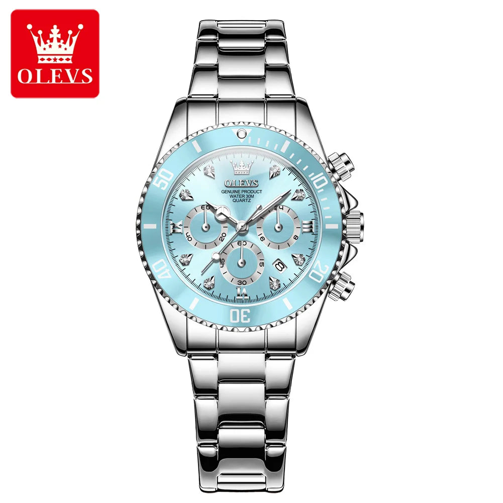 OLEVS Women’s Watch Elegant Luxury Original Quartz Watch Zircon Scale Waterproof Luminous Chronograph Date Ladies Watch 5632