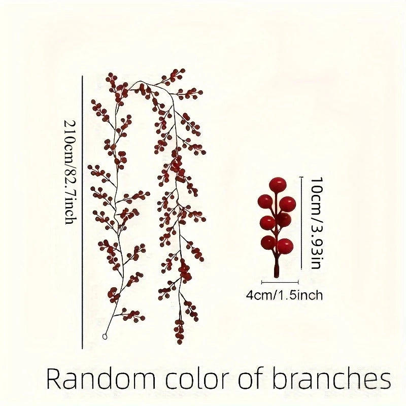 Multipurpose Artificial Red Berry Garland - Plastic Faux Berry Swag for Home, Wedding, Christmas, Holiday Table Decor