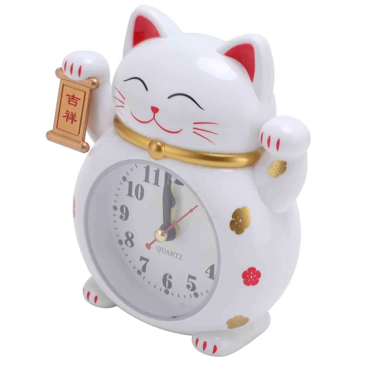 1Pc Lucky Cat Clock Accurate Plastic Cute Cartoon Good Lucky Cat Alarm Clock for Home