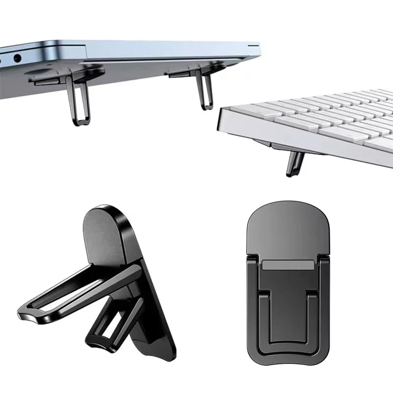 Foldable Hidden Self-adhesive Laptop Support Feet Portable Mini Notebook Heightening Bracket Travel Home Office Laptop Supplies