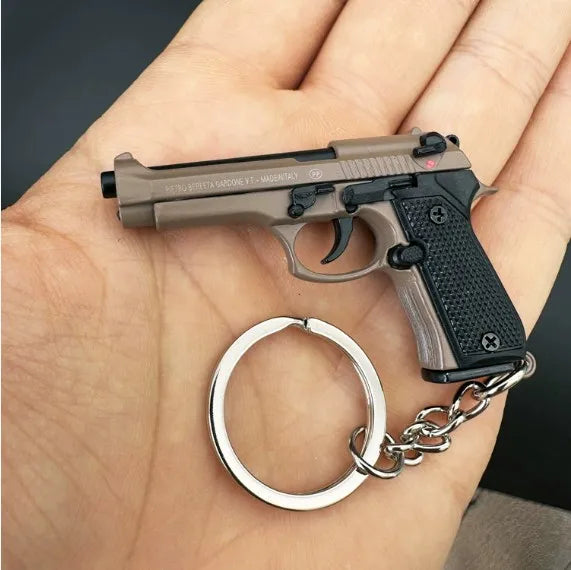 2026 Tactical Pistol Keychain-1:4 Alloy Gun Model with Tassels&Clear Cover, Sporty Keyring Bag Pendant Gift for Men Mini Pendant