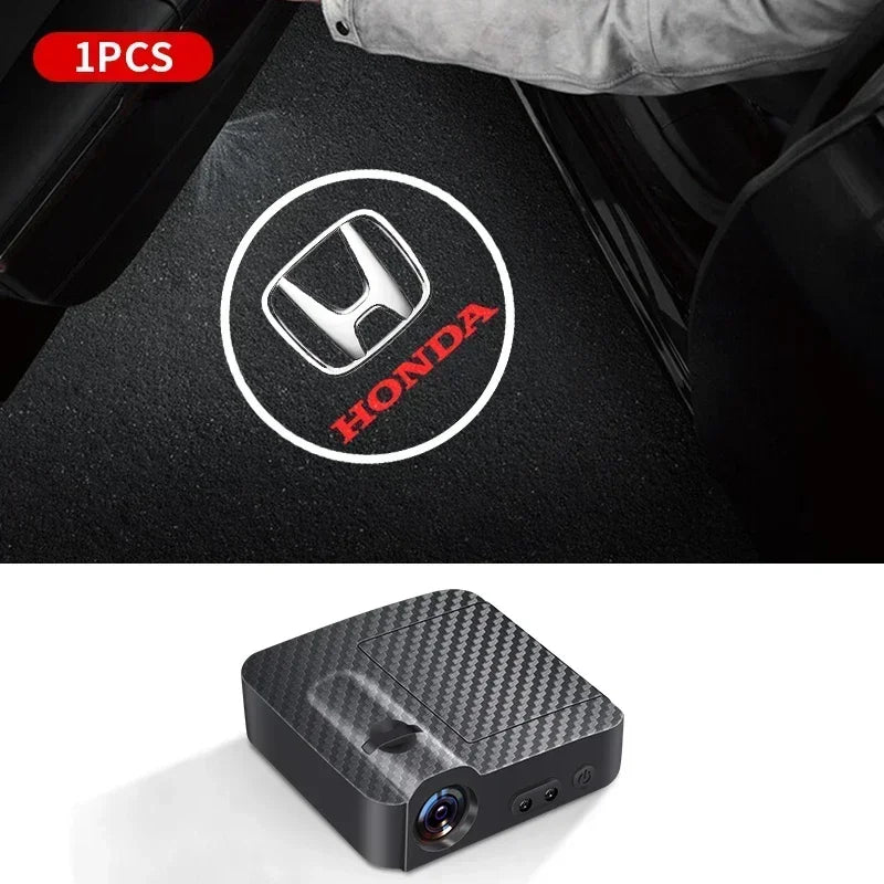 1/2pcs HD Wireless Car Door Welcome Lights Auto Projector Lamp Accessories for Honda Civic Fit Jazz Accord HRV CRV City Stickers