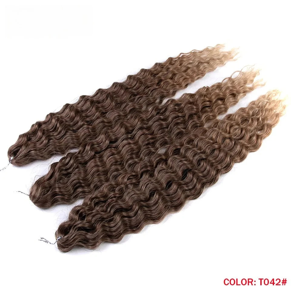 LOVE ME 22 Inch 300g/3pcs Ariel Curl Hair Water Wave Twist Crochet Hair Synthetic Ombre Rainbow Color Braiding Hair Extensions