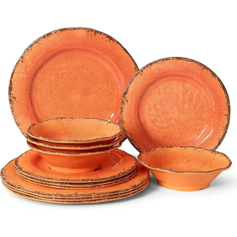 Crackle Melamine Dinnerware Set