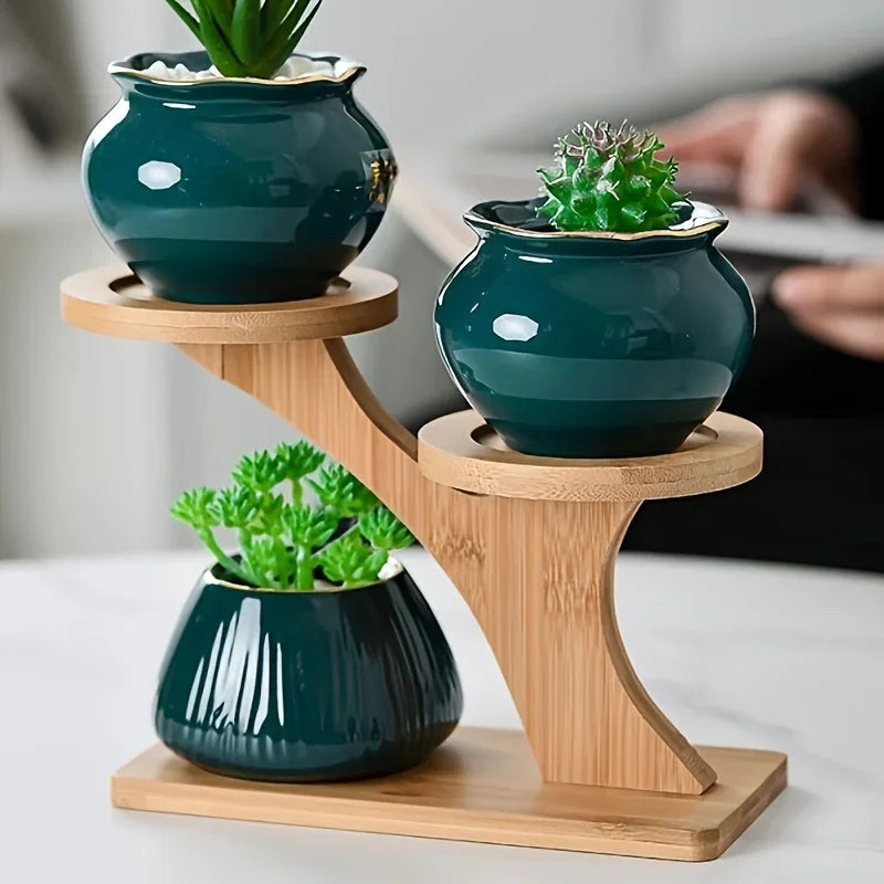 Multifunctional Bamboo Plant Stand, Home/Office/Balcony Decor, Perfect Gift for Garden Lovers, Holds Succulents & Potted Plants