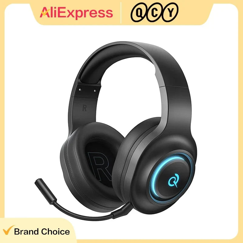 QCY Heroad V200 Over Ear Headphones 50mm Driver 7.1 Surround Sound Headset Wireless Bluetooth 6.0 Earphones for PC Laptop PS4/5