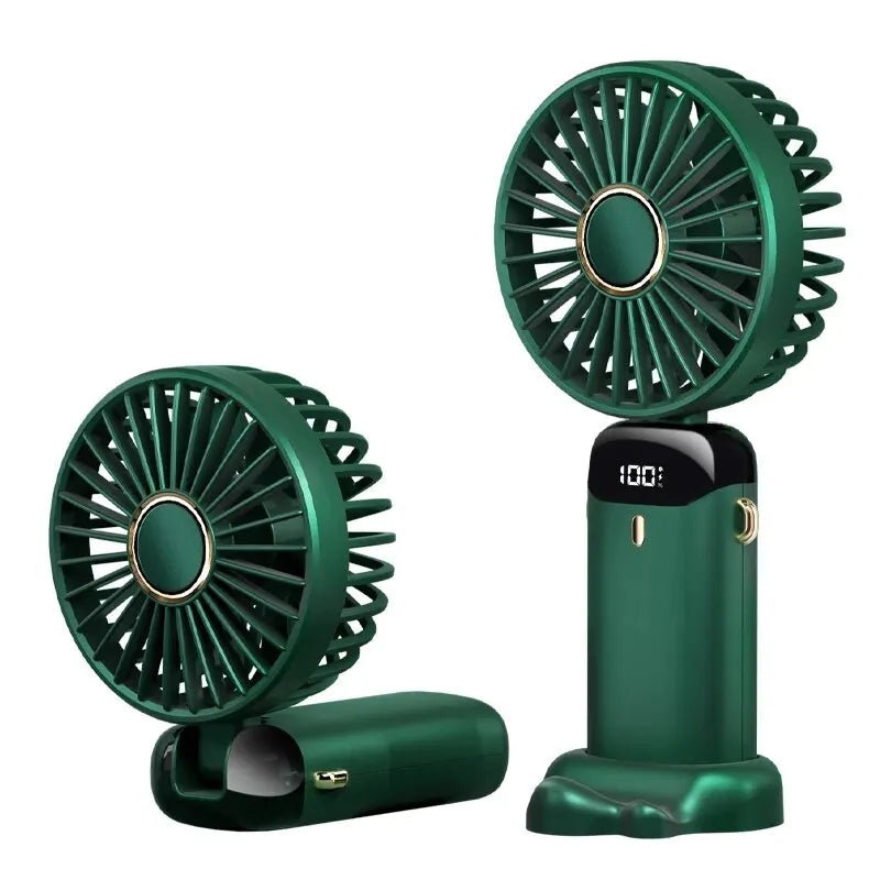 USB Handheld Mini Fan Foldable Portable Neck Hanging Fans 5 Speed Rechargeable Fan with Phone Stand