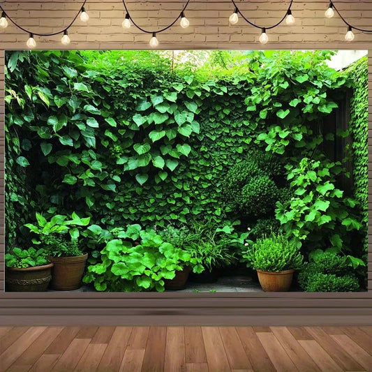 1 piece of green plant and flower pot with natural wall herb background - for birthdays, outdoor celebrations and festivals