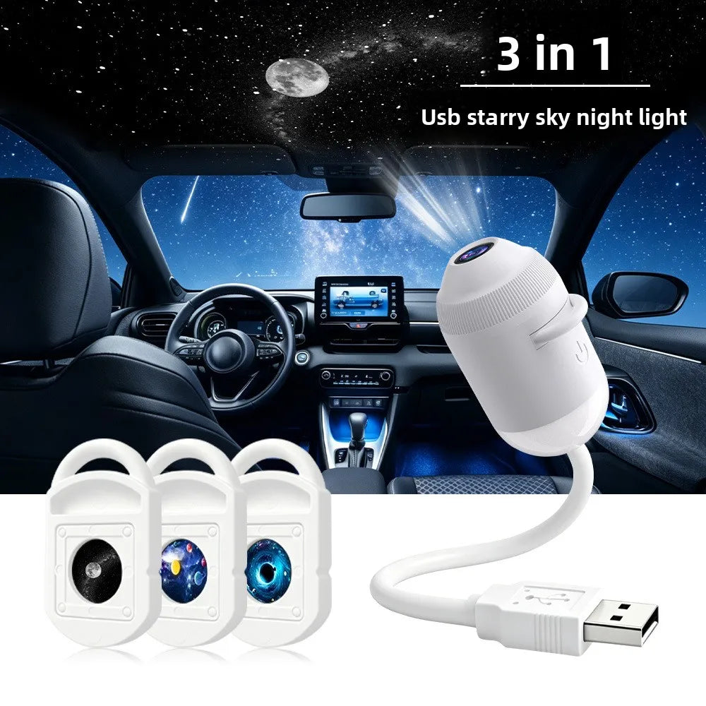 USB Starry Sky Projector Light, Adjustable-Angle Car Ambient Light,Decorative Light for Bedrooms, Living Rooms,and Car Interiors