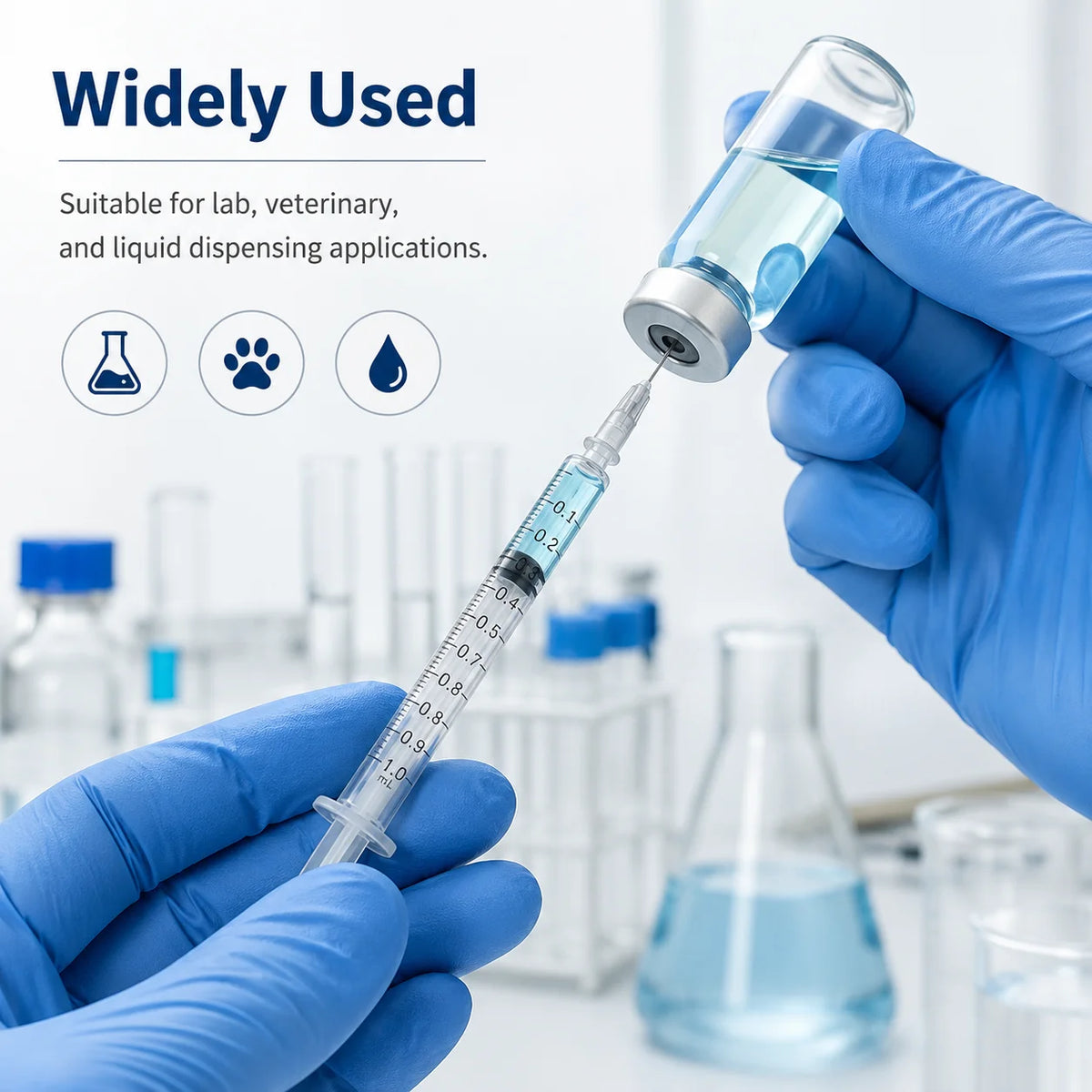 20pcs/100pcs 1ml 0.5ml 30G 31G Pet Animal Dog Cat Disposable Syringe Plastic Veterinary Syringe With Needles Medical Supplies