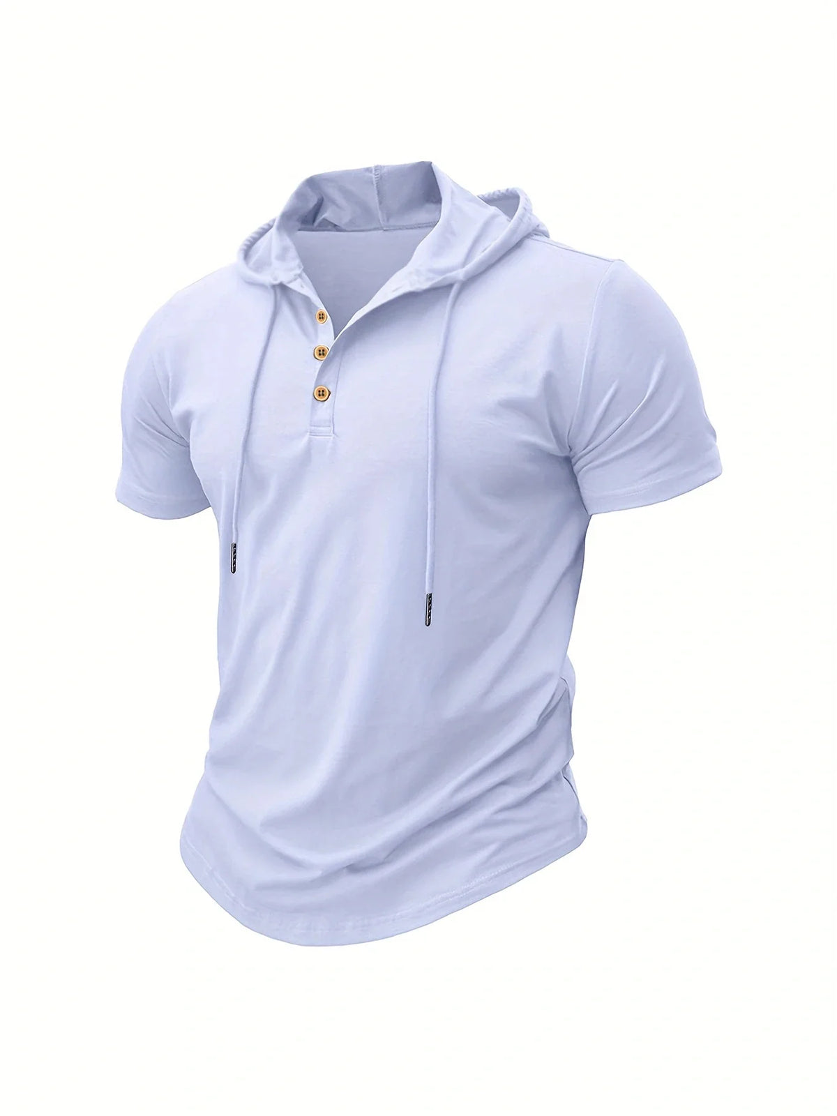 Summer Men's Casual Hooded T-shirt Loose Solid Color Lightweight Short Sleeved Male Outdoor Sports Hoodies Tee Tops