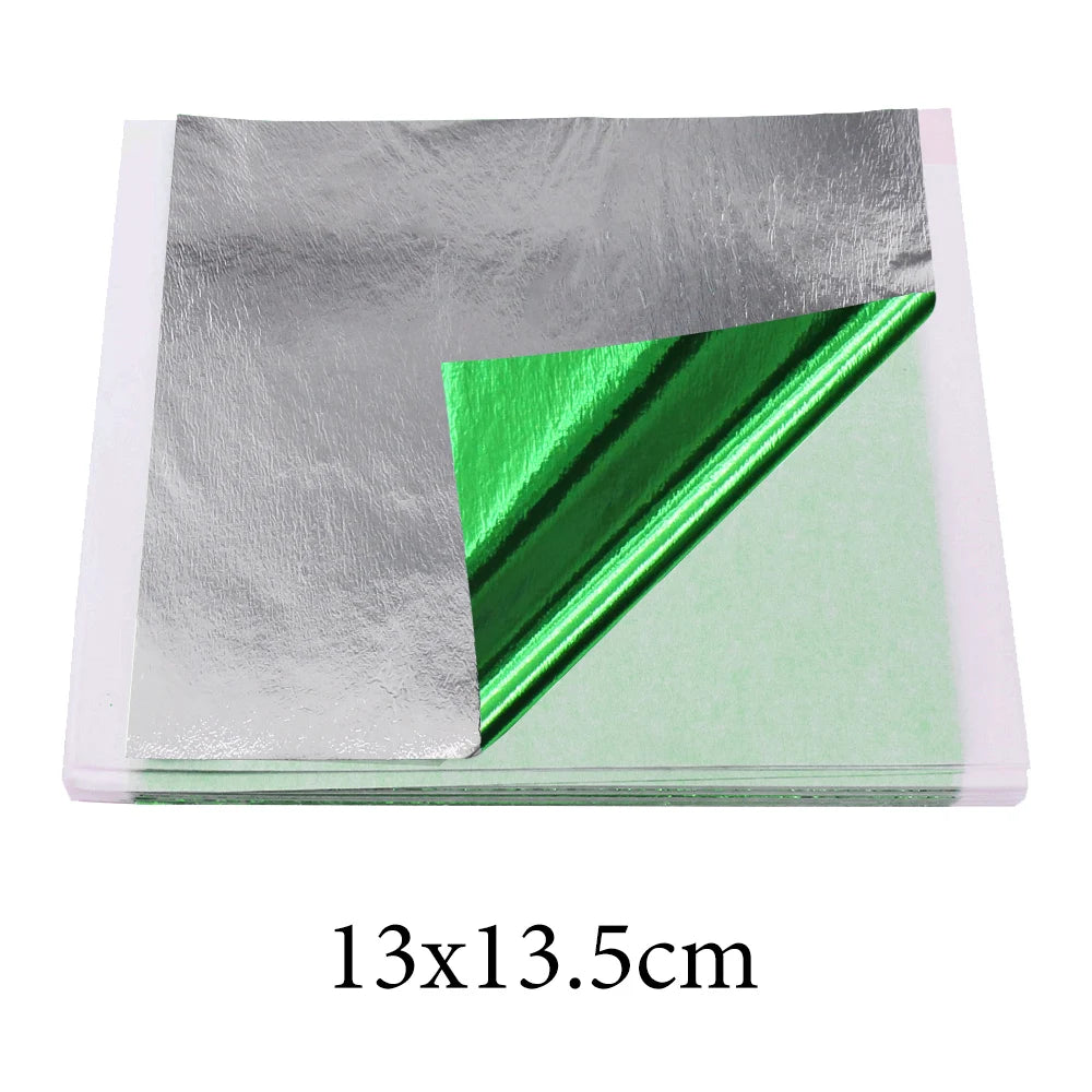 13x13.5cm Champagne Silver Foil Paper Gold Leaf Sheets in Arts Furniture Nail Decorations Paintings Gilding 100pcs Craft Paper