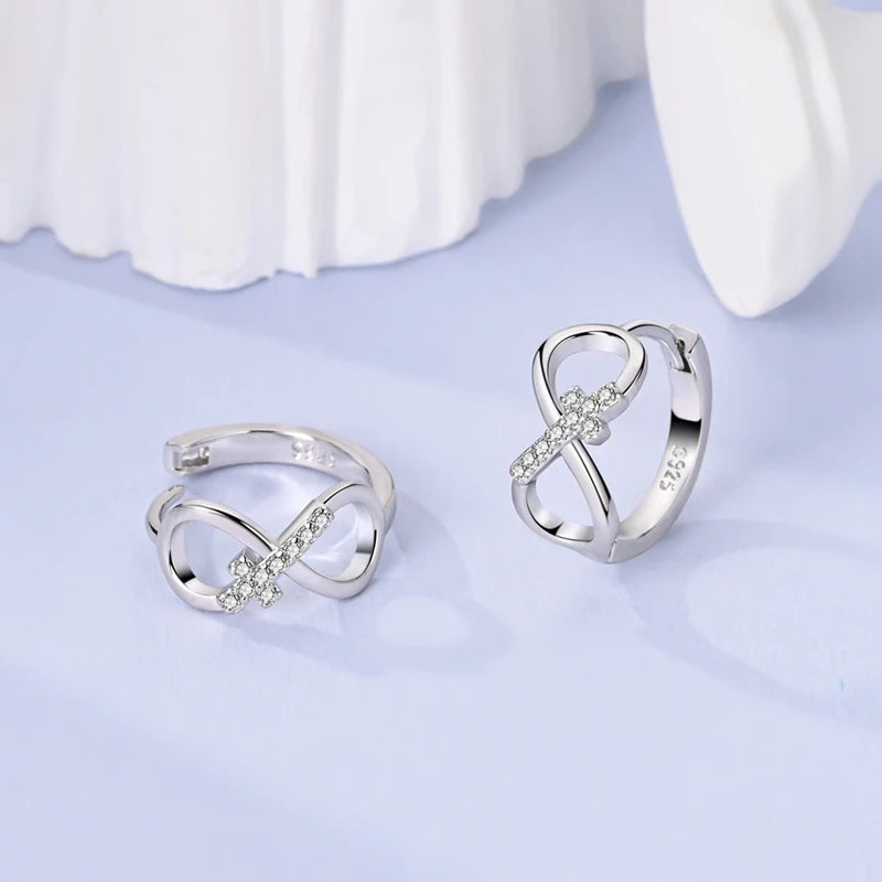 New Original 925 Sterling Silver Hoop Earrings Purple Zircon Flowers Butterflies Studs Earring For Women Wedding Engagement Gift