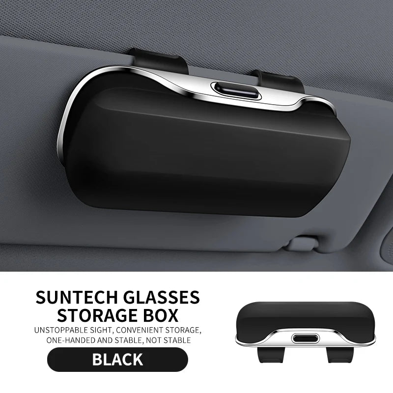 Multifunction Car Glasses Box Portable Car Sunglasses Holder Car Driving Glasses Holder Eyeglass Case Sun Visor For Model Y BMW