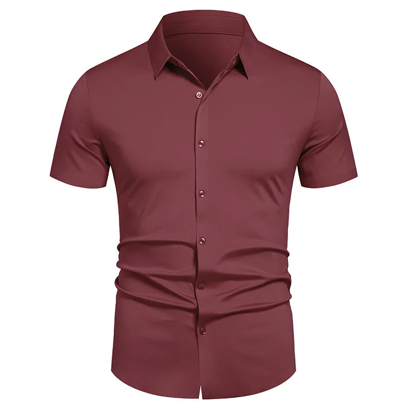 Men's Stretch Shirt Wrinkle Free Dress Shirts Regular Fit Short Sleeve Stretch Business Casual Button Down Shirts