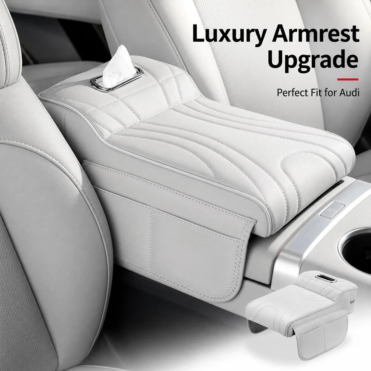 2026 New Universal Memory Foam Car Armrest Booster Pad with Storage Pocket Comfort Cushion for Driver Auto Interior Accessories