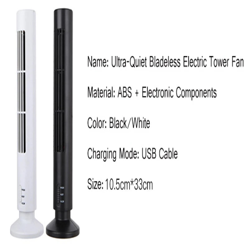 【wholesale】Household Mini Bladeless Tower Fan Portable USB Vertical Electric Fan
