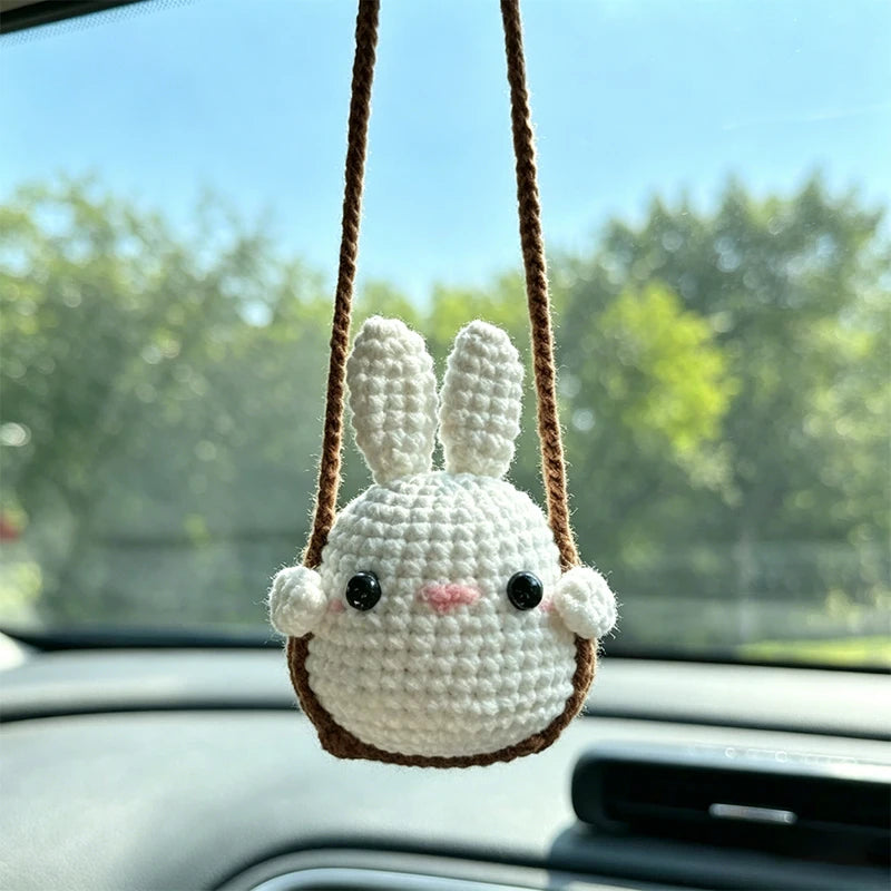 1 PC New Handmade Knitted Charms Cute Frog, Penguin,Duck,Chick ,Rabbit Animal Car Charms Car Decoration Cute Car Accessories