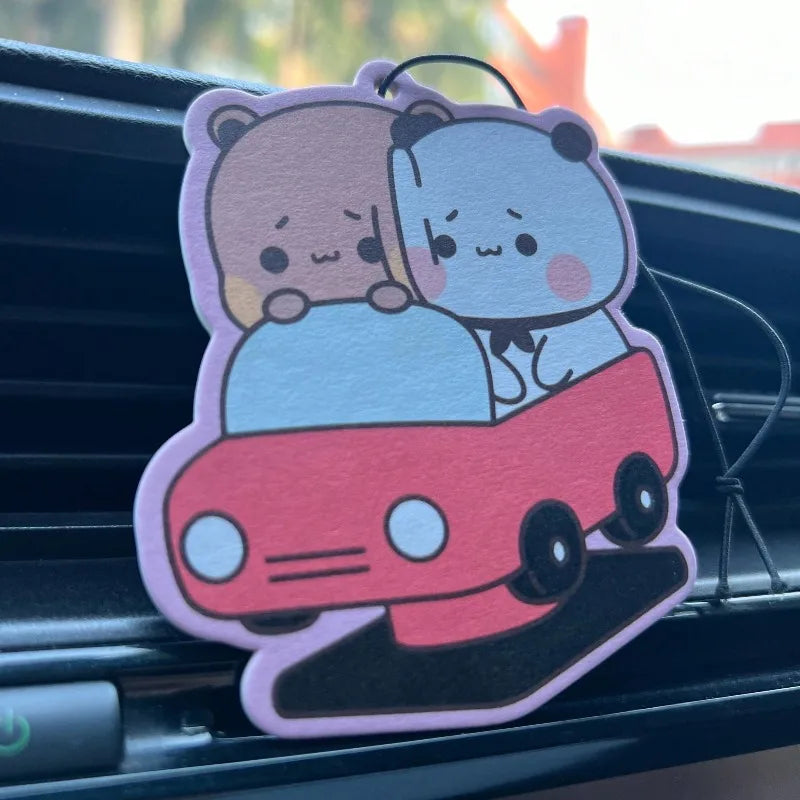 BUBU & DUDU cute bear car freshener pendant — fits vents, mirrors,Great as a scent strip, mirror charm