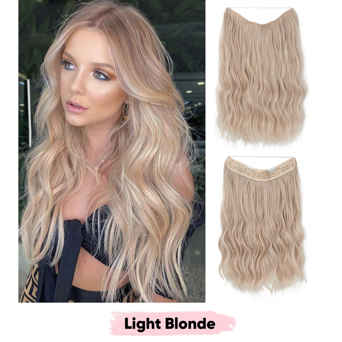 SARLA Synthetic Wave Invisible Wire Clip in Hair Extensions Fish Line With Clips Hairpiece Ombre Fake Hair Piece For Woman