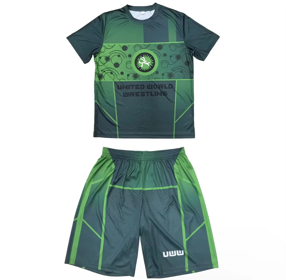 2026 New Men World Wrestling Team Sportswear Set Short Sleeve T Shirt and Shorts for Workout Lightweight Moisture Wicking
