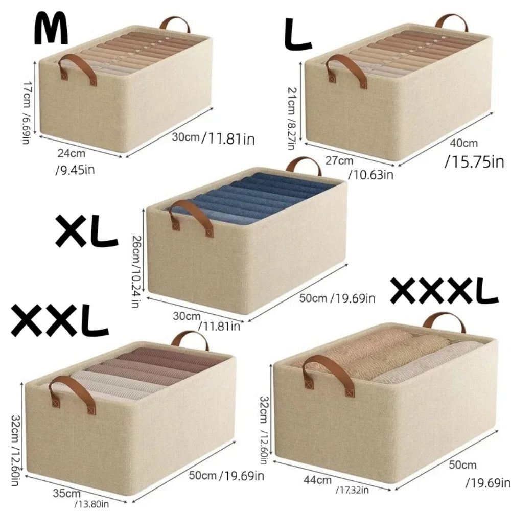 1pc Foldable Fabric Storage Box for Home Use Wardrobe Organizer for Clothes and Pants Layered Storage Solution