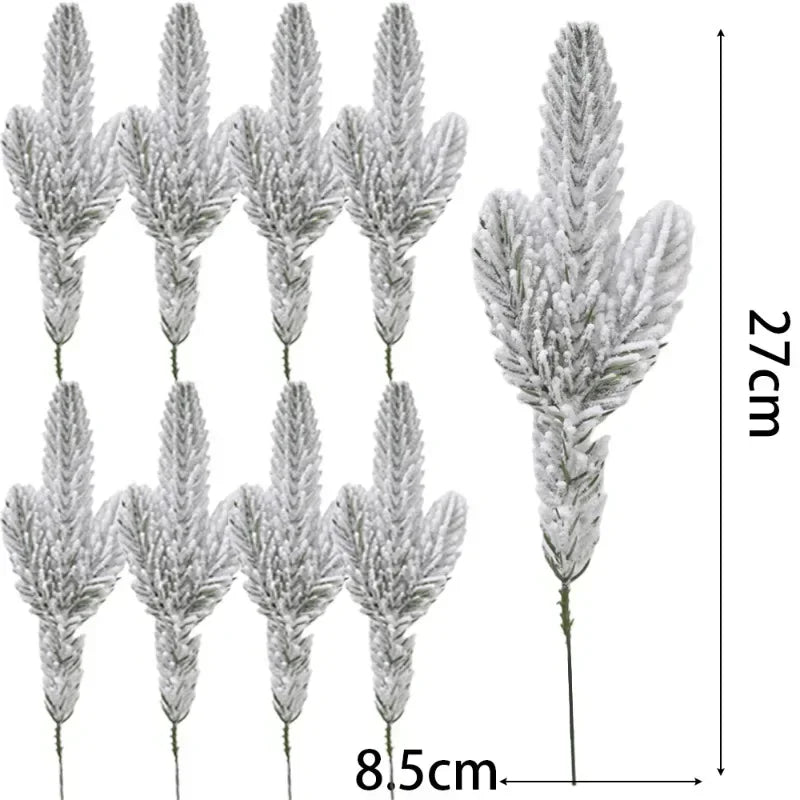 Large Artificial Pine Needles Branches Snow Pine for Christmas Xmas Tree Wreath DIY Fake Plants Ornaments Home New Year Gifts