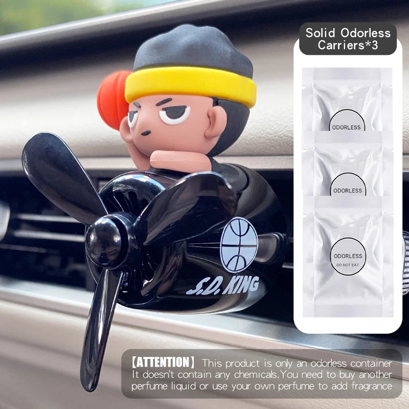 No perfume DIY fragrance cool fun pilot bear rotate propeller plane car ornament air vent pendant decorations interior accessory