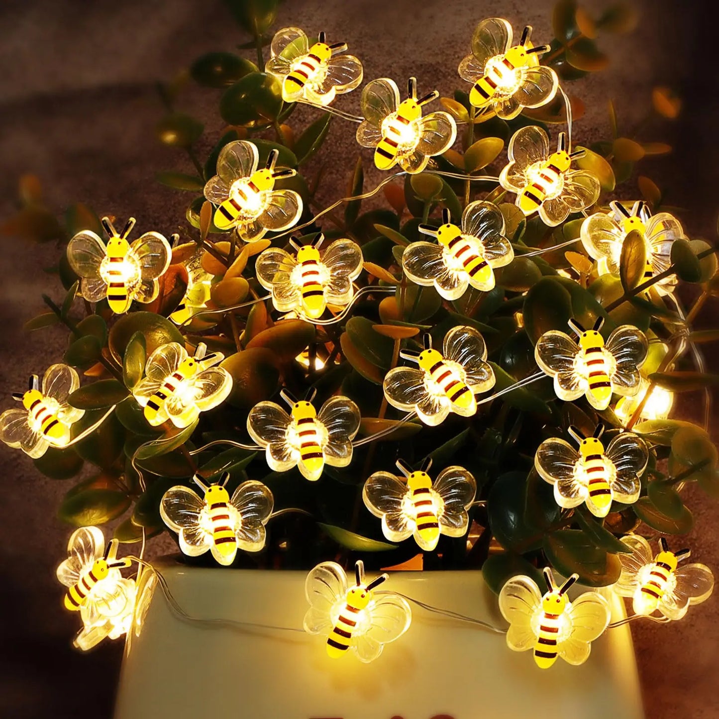 Bee Flower Lights Battery Operated Bee String Lights For Bedroom Plants Patios Party Wedding Xmas Decorative String Lights