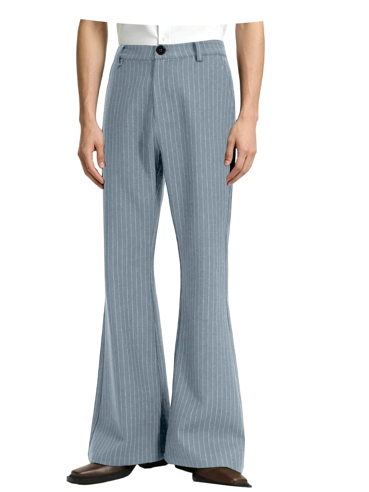 Men's Pinstripe Bell Bottom Pants High Waist Vintage Striped Flared Trousers 60s 70s Disco Outfits for Men Nightclub Party Dance