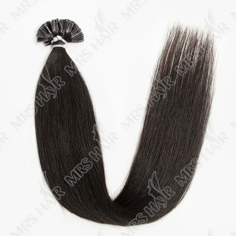MRSHAIR U Tip Fusion Hair Extensions Nail Tips Human Hair Italiana 1.5cm Long Keratin Hair Bondings 12 16 20 24 inch 50strands