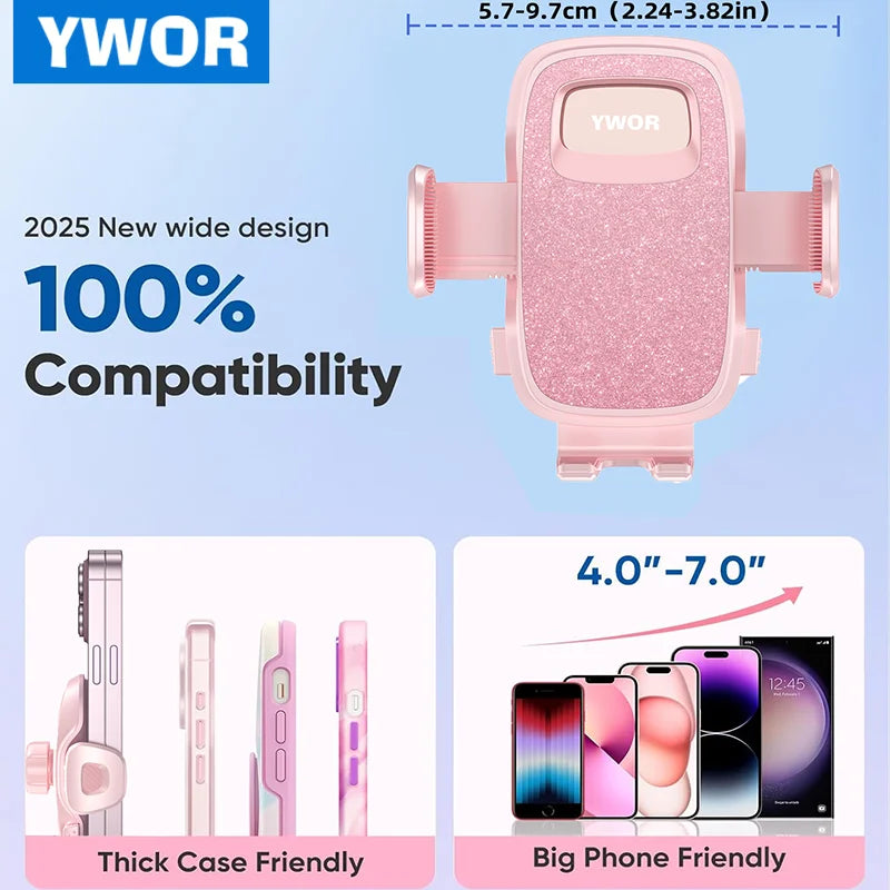 YWOR Car Phone Holder Vent [Big Phone Friendly Panel] Car Vent Phone Mount for Car Air Vent 360° Rotate Hands Free Cell Phone Ho