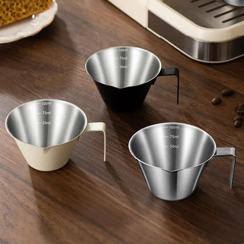 New-100ML Stainless Steel Coffee Extraction Cup With Scale Small Milk Spoon Making Cup Espresso Measuring Cup Kitchen Tools Cup
