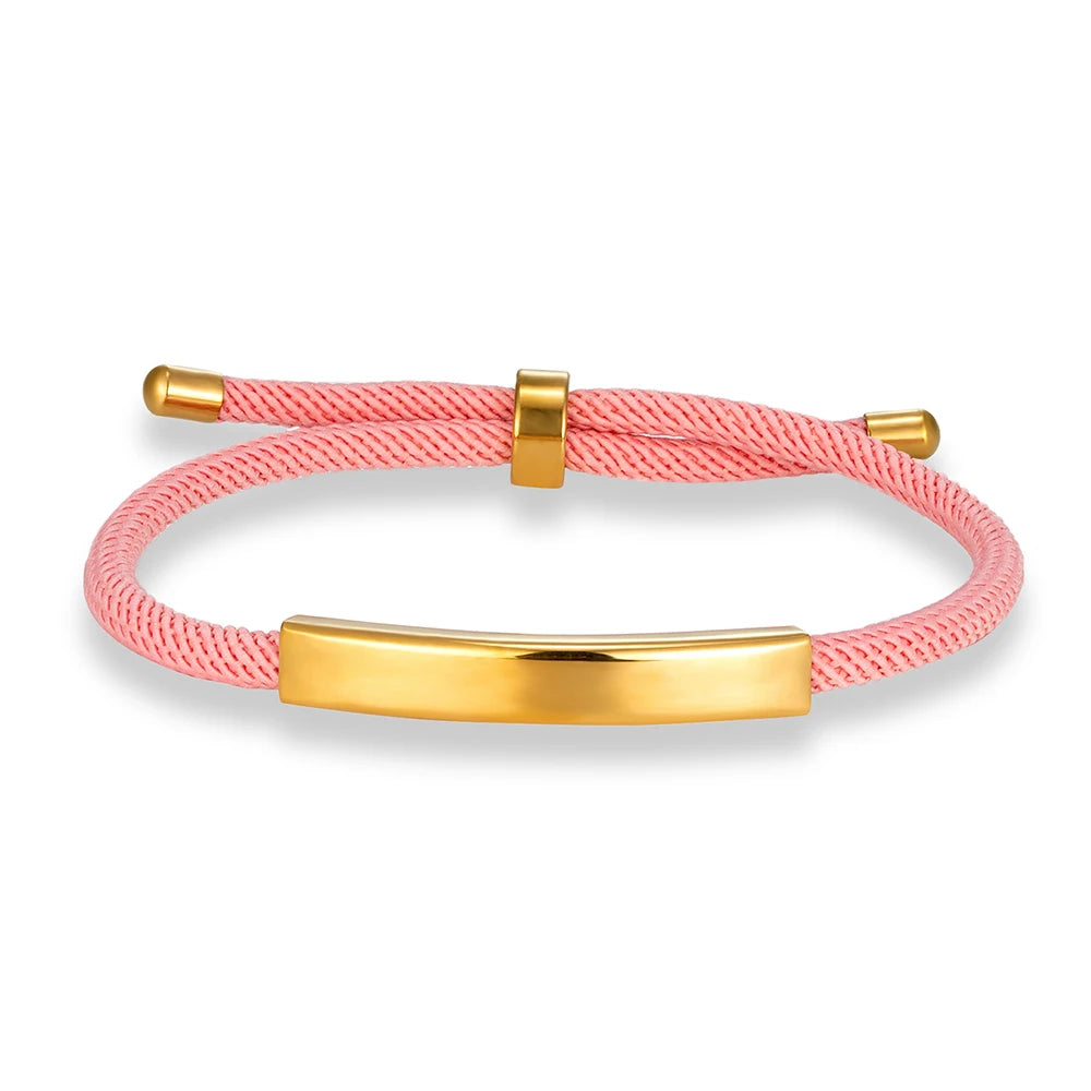 MKENDN Punk SOS Custom logo Name Engrave Text Rope Bracelet customize Stainless Steel Bracelets For Women Men ID Bracelet