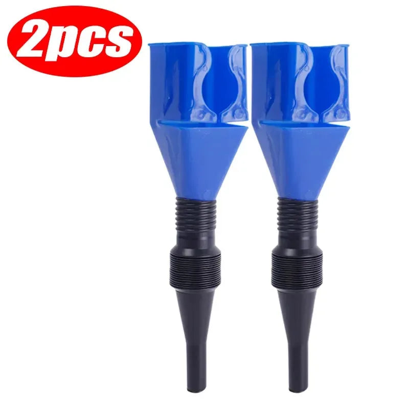 1/2/4/6pcs Blue Universal Plastic Multi-Function Wide Mouth Large Funnels Flexible Draining Tool Snap Funnel For Automotive Oil