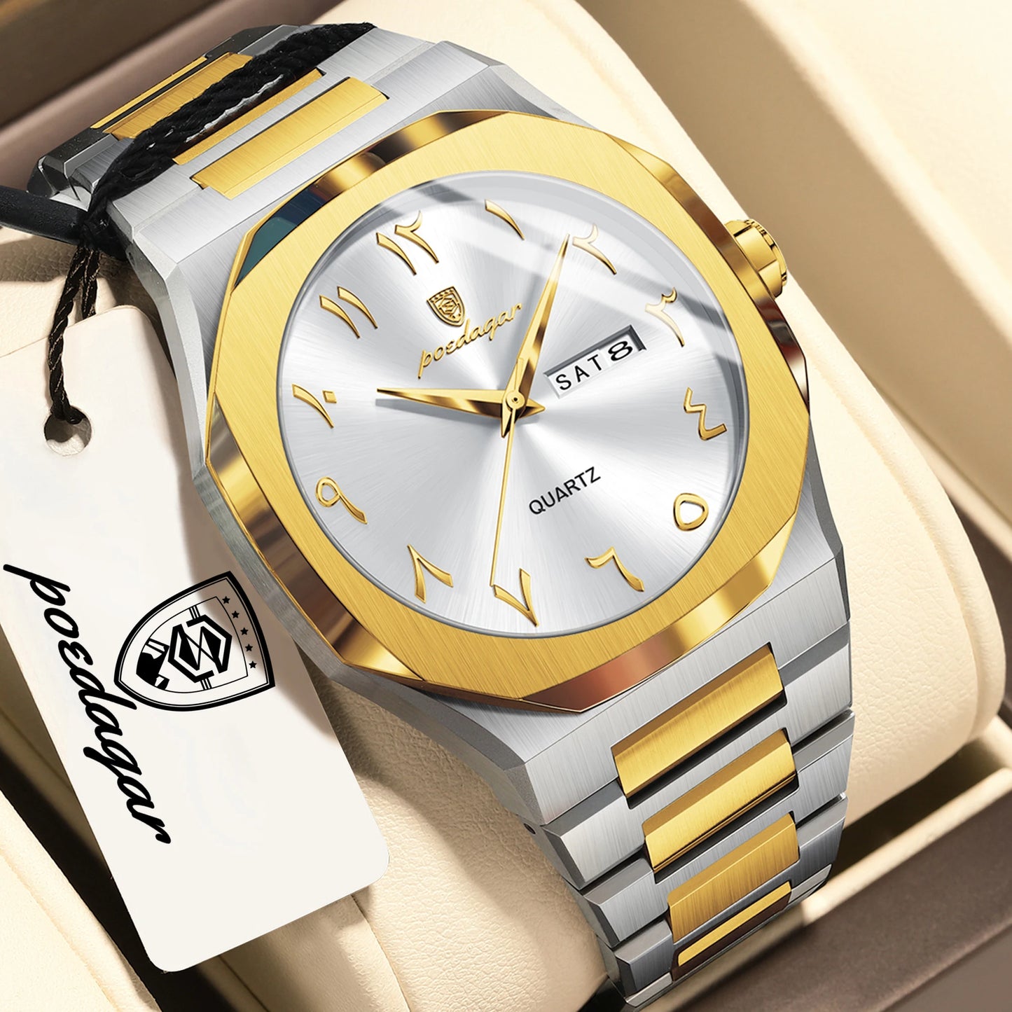 POEDAGAR Fashion Luxury Men's Quartz Watch Waterproof Stainless Steel Male Watch Week Date Business Watches For Men Reloj Hombre