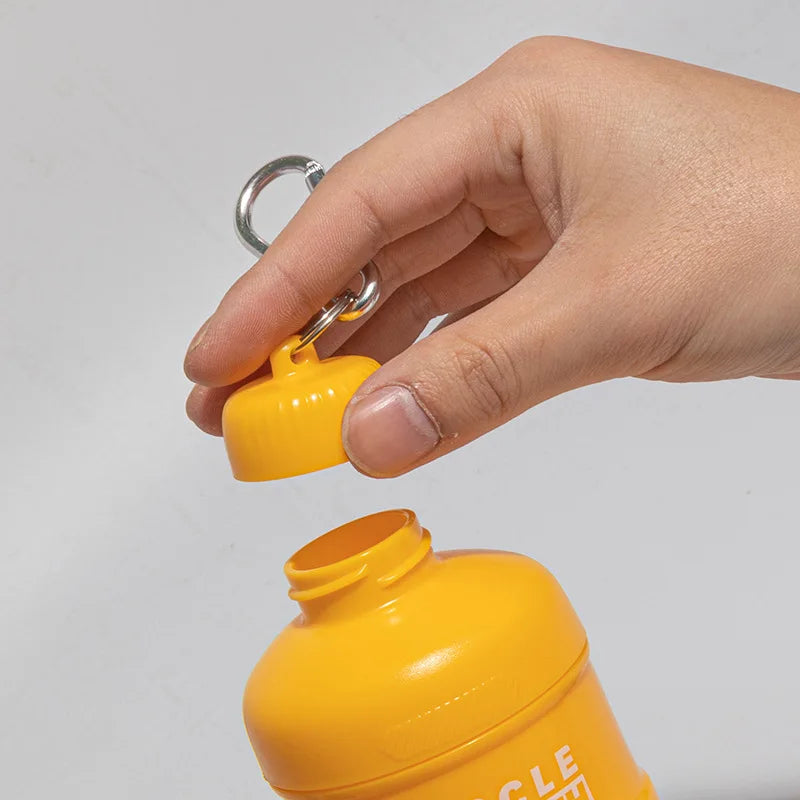 3-layer Portable Protein Powder Box Funnel Powder Box Fitness Supplement Bottle Handle Layered Storage Medicine Box Snack Can