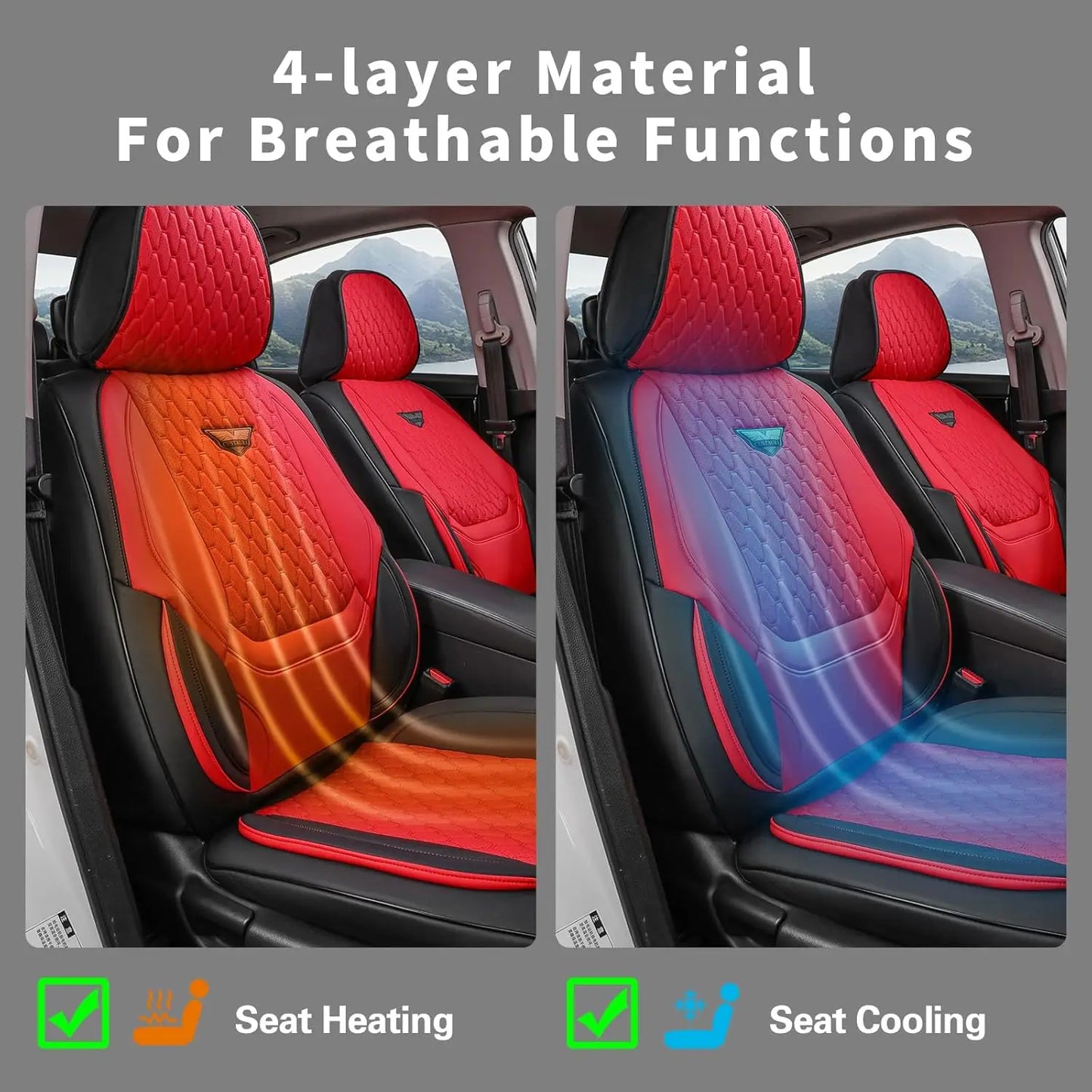 EKR Universal Car Seat Covers Full Set Waterproof Leather Auto Seat Protection All-Season Universal Fit Most Car Sedan SUV