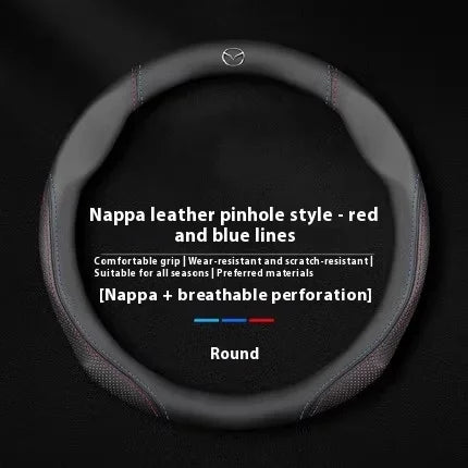 Suede Leather Car Steering Wheel Cover Sports style For Mazda 3 5 6 SKYACTIV Axela Atenza MX5 BT50 CX30 CX5 CX7 CX8 CX9 RX7 RX8